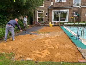 Brindle Block Paved Patio with Charcoal Border in Haywards Heath