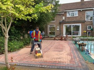 Brindle Block Paved Patio with Charcoal Border in Haywards Heath