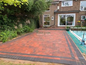 Brindle Block Paved Patio with Charcoal Border in Haywards Heath