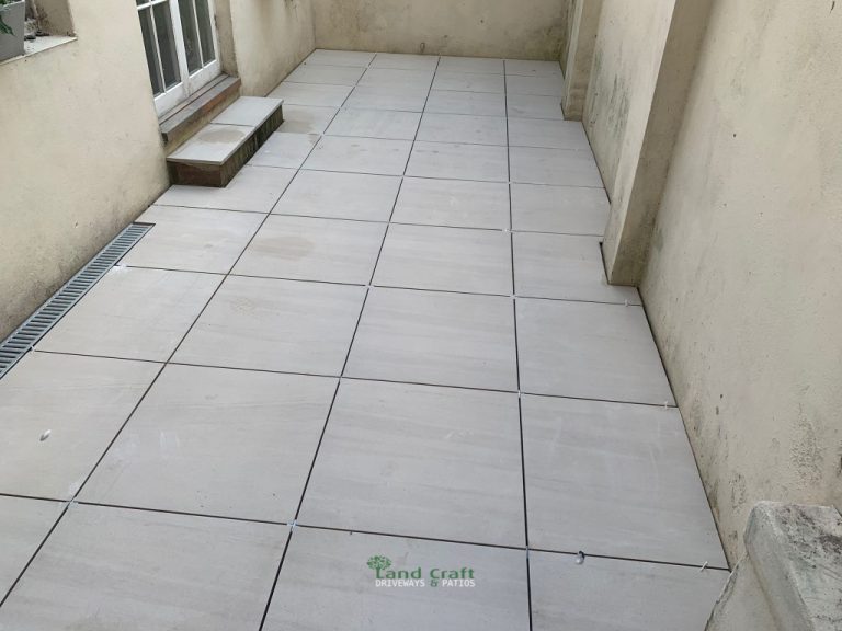Indian Sandstone Patio with Steps and Drainage in Brighton